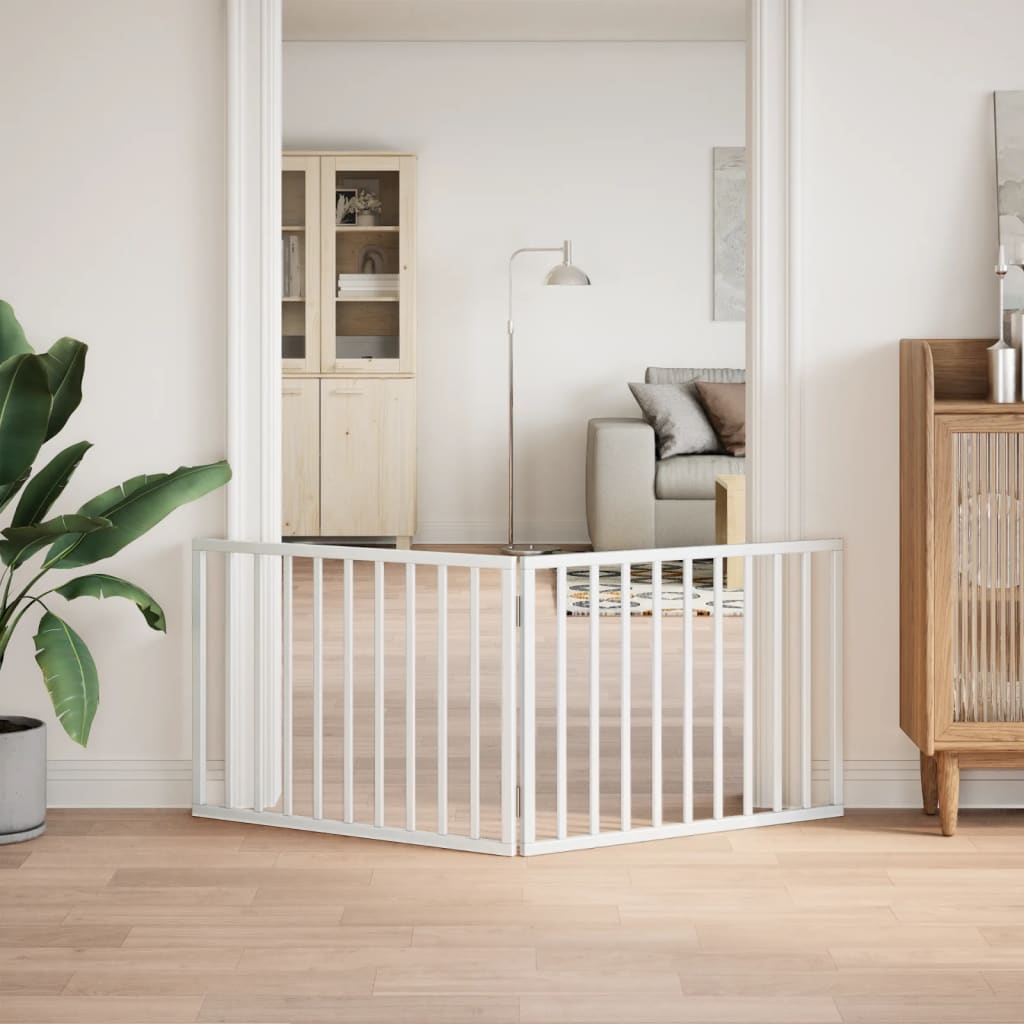 vidaXL Dog Gate Foldable 2 Panels White 160 cm Poplar Wood 3