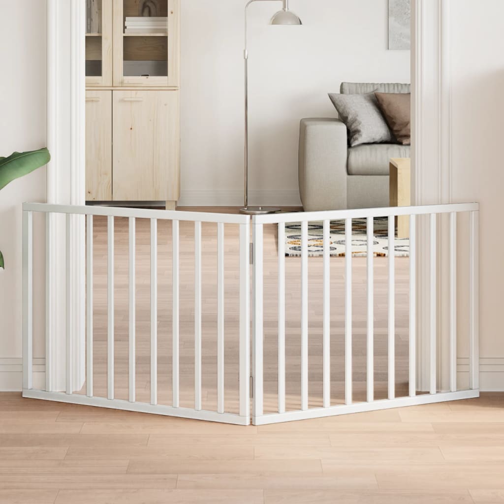 vidaXL Dog Gate Foldable 2 Panels White 160 cm Poplar Wood 1