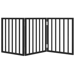 vidaXL Dog Gate Foldable 3 Panels Black 150 cm Poplar Wood 4