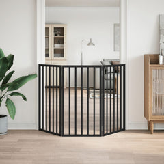 vidaXL Dog Gate Foldable 3 Panels Black 150 cm Poplar Wood 3