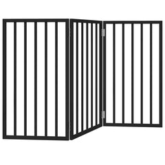 vidaXL Dog Gate Foldable 3 Panels Black 150 cm Poplar Wood 6