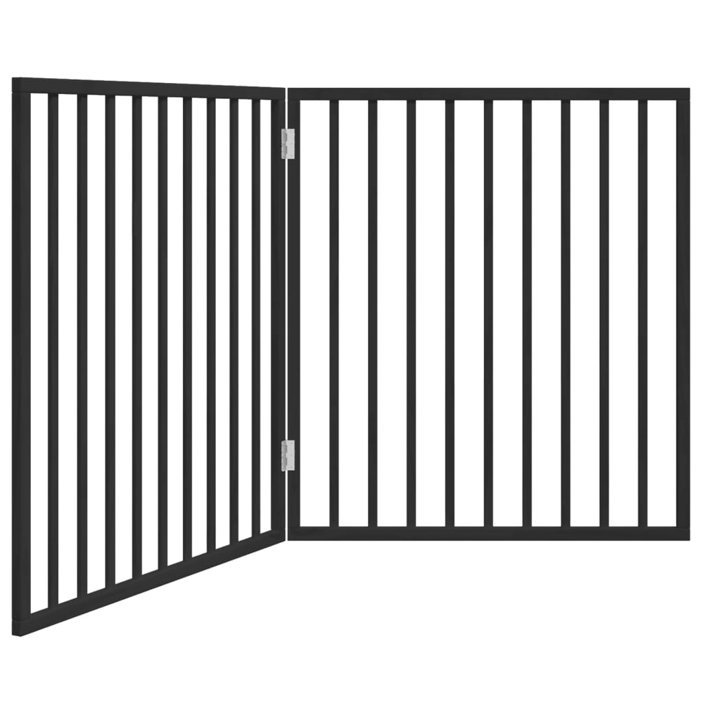 vidaXL Dog Gate Foldable 2 Panels Black 160 cm Poplar Wood 2
