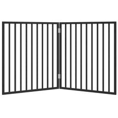 vidaXL Dog Gate Foldable 2 Panels Black 160 cm Poplar Wood 4