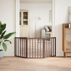vidaXL Dog Gate Foldable 3 Panels Brown 150 cm Poplar Wood 3