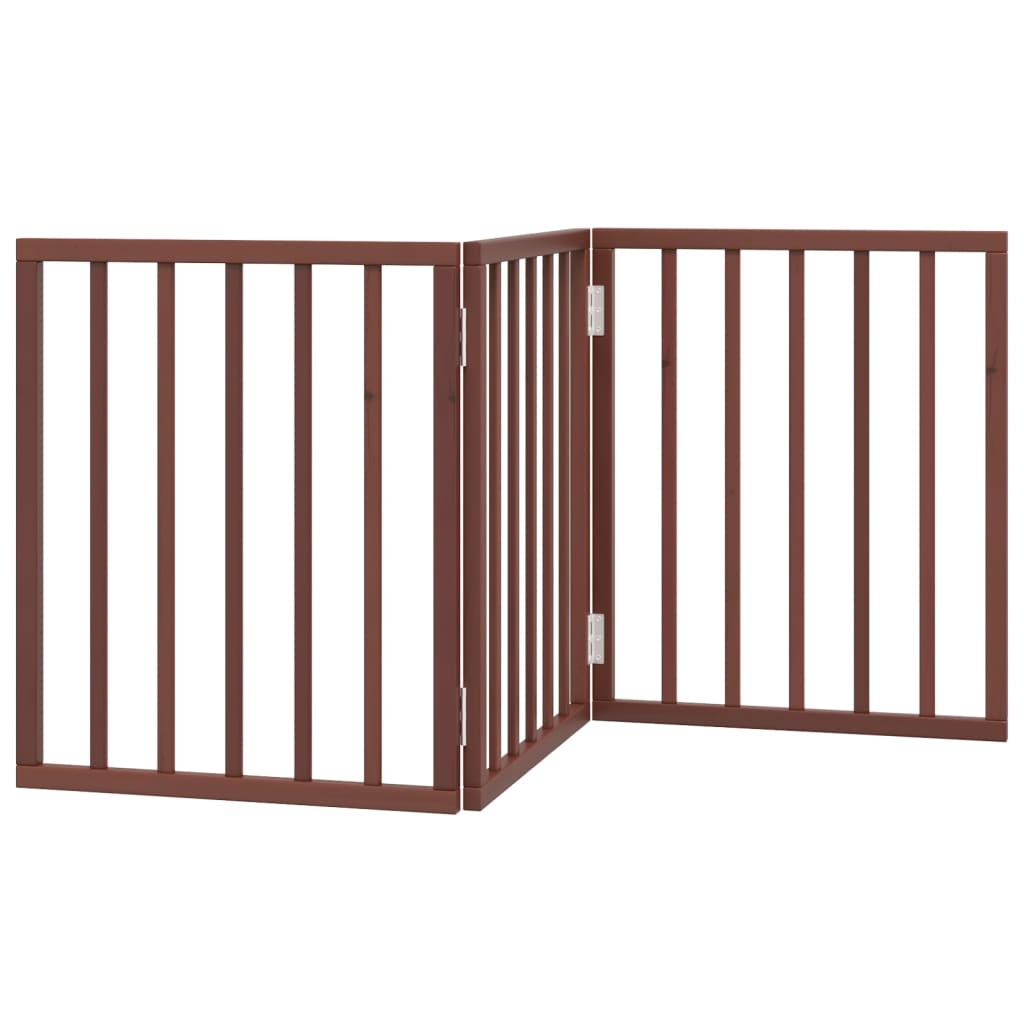 vidaXL Dog Gate Foldable 3 Panels Brown 150 cm Poplar Wood 6