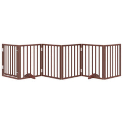 vidaXL Dog Gate with Door Foldable 6 Panels Brown 300 cm Poplar Wood 3