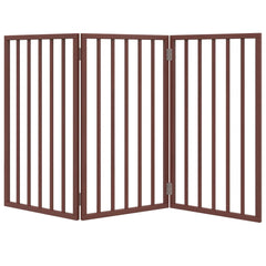 vidaXL Dog Gate Foldable 3 Panels Brown 150 cm Poplar Wood 4