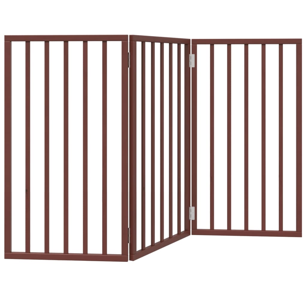vidaXL Dog Gate Foldable 3 Panels Brown 150 cm Poplar Wood 6