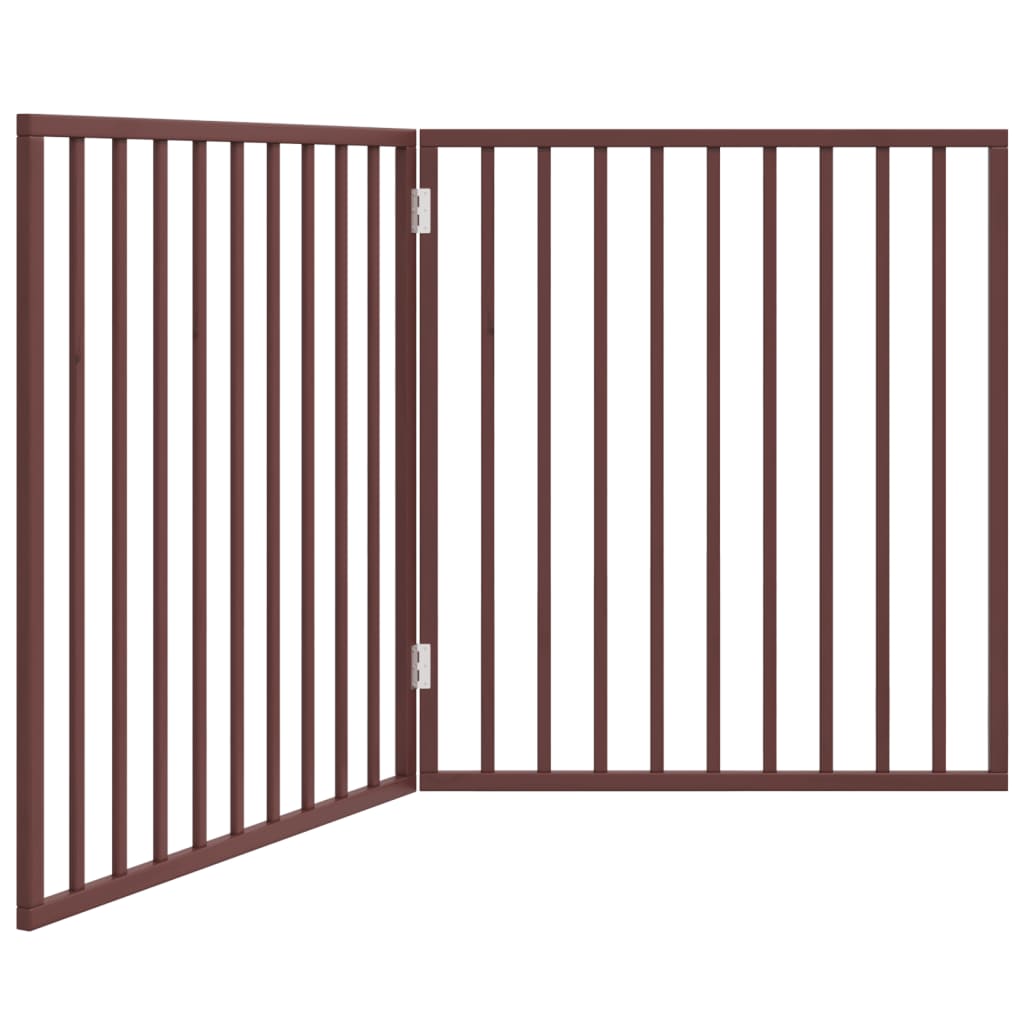 vidaXL Dog Gate Foldable 2 Panels Brown 160 cm Poplar Wood 2