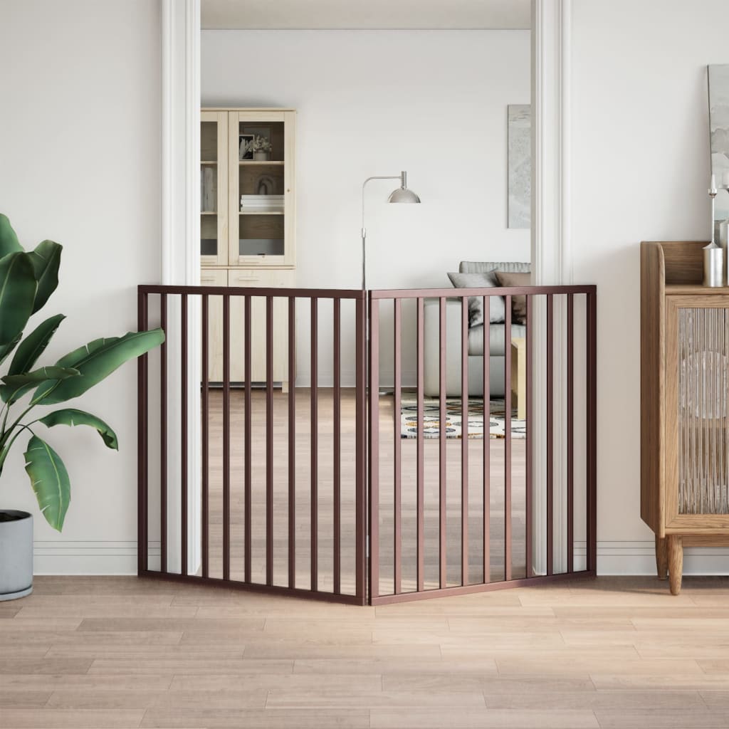 vidaXL Dog Gate Foldable 2 Panels Brown 160 cm Poplar Wood 3