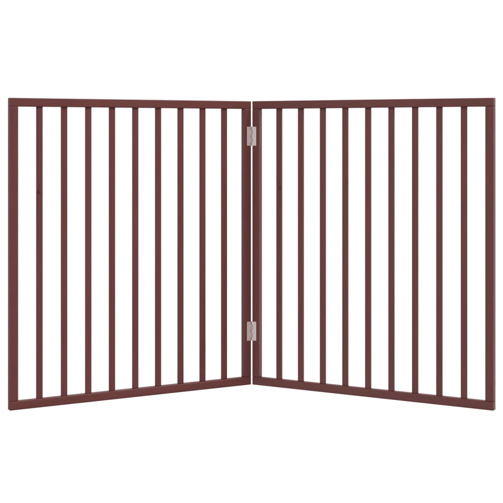vidaXL Dog Gate Foldable 2 Panels Brown 160 cm Poplar Wood 4