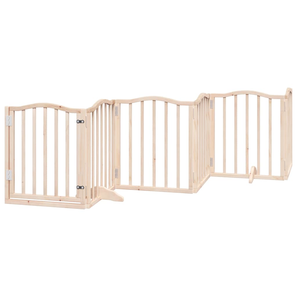vidaXL Dog Gate with Door Foldable 6 Panels 300 cm Poplar Wood 2