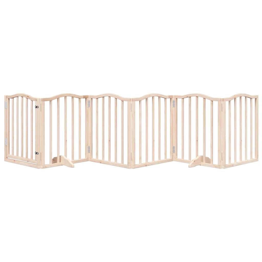 vidaXL Dog Gate with Door Foldable 6 Panels 300 cm Poplar Wood 3
