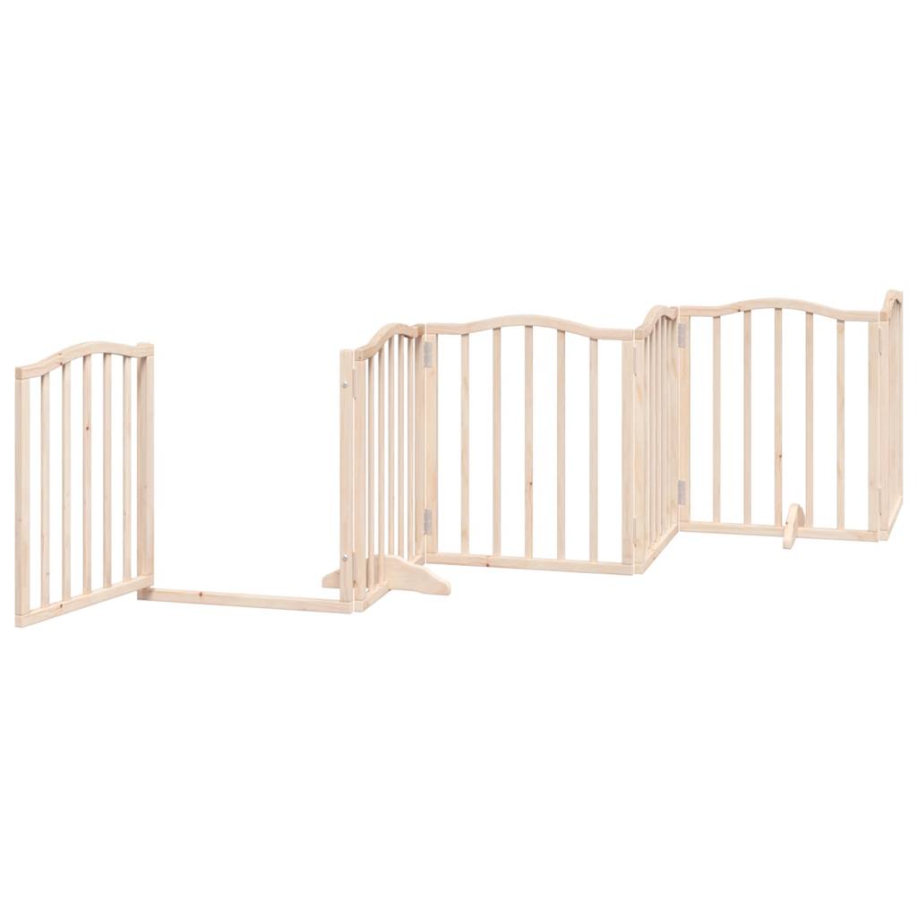 vidaXL Dog Gate with Door Foldable 6 Panels 300 cm Poplar Wood 4