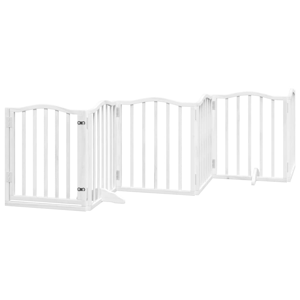 vidaXL Dog Gate with Door Foldable 6 Panels White 300 cm Poplar Wood 2