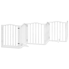 vidaXL Dog Gate with Door Foldable 6 Panels White 300 cm Poplar Wood 2