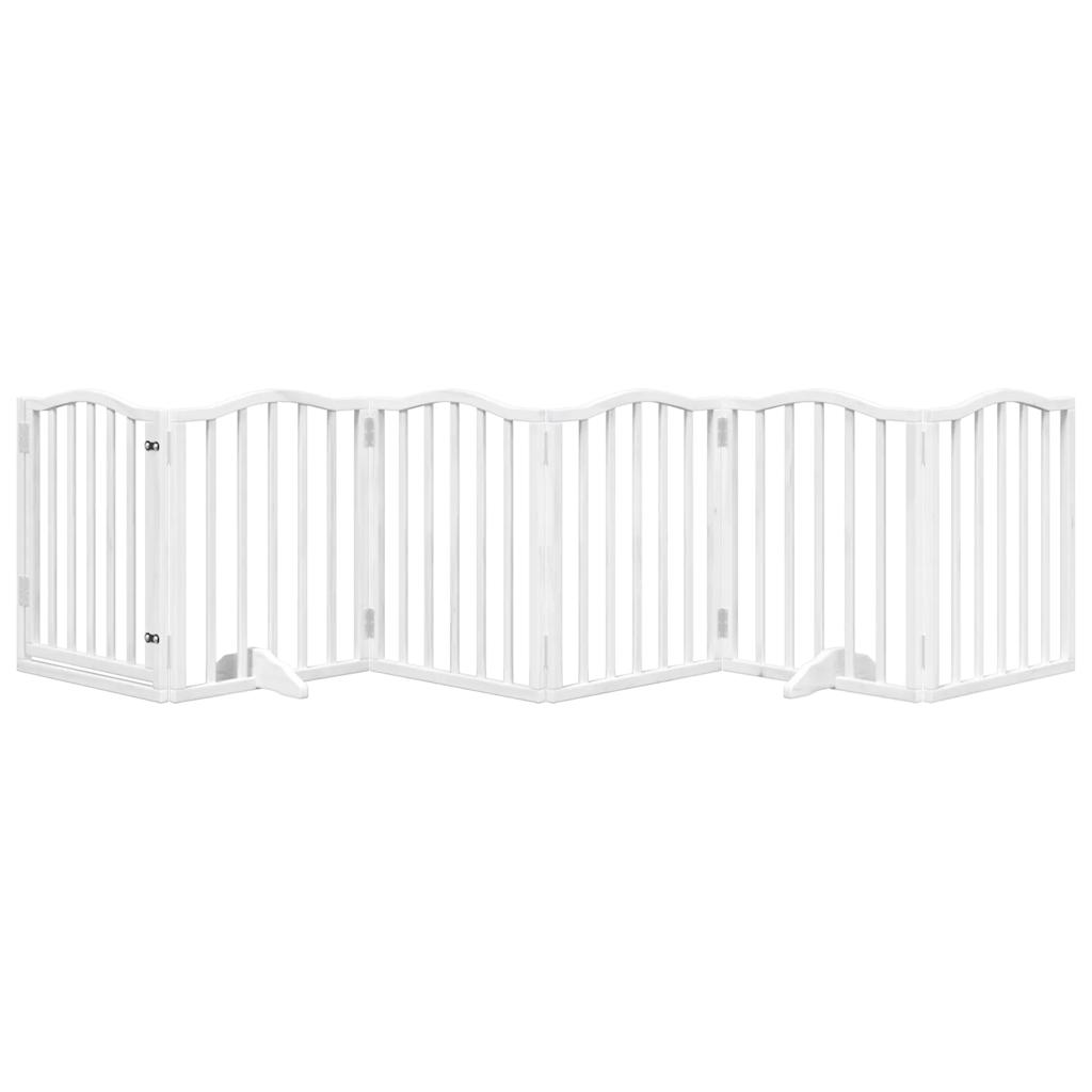 vidaXL Dog Gate with Door Foldable 6 Panels White 300 cm Poplar Wood 3