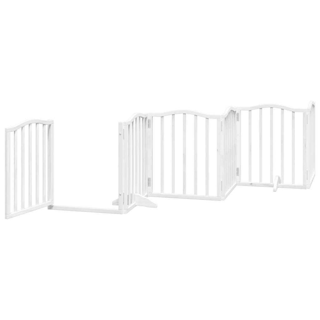 vidaXL Dog Gate with Door Foldable 6 Panels White 300 cm Poplar Wood 4
