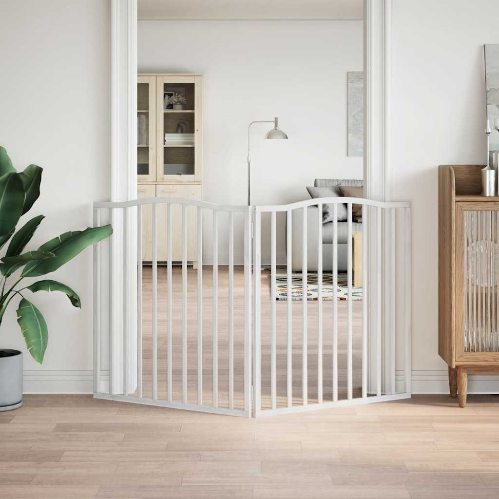 vidaXL Dog Gate Foldable 2 Panels White 160 cm Poplar Wood 3