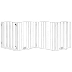 vidaXL Dog Gate with Door Foldable 4 Panels White 320 cm Poplar Wood 3