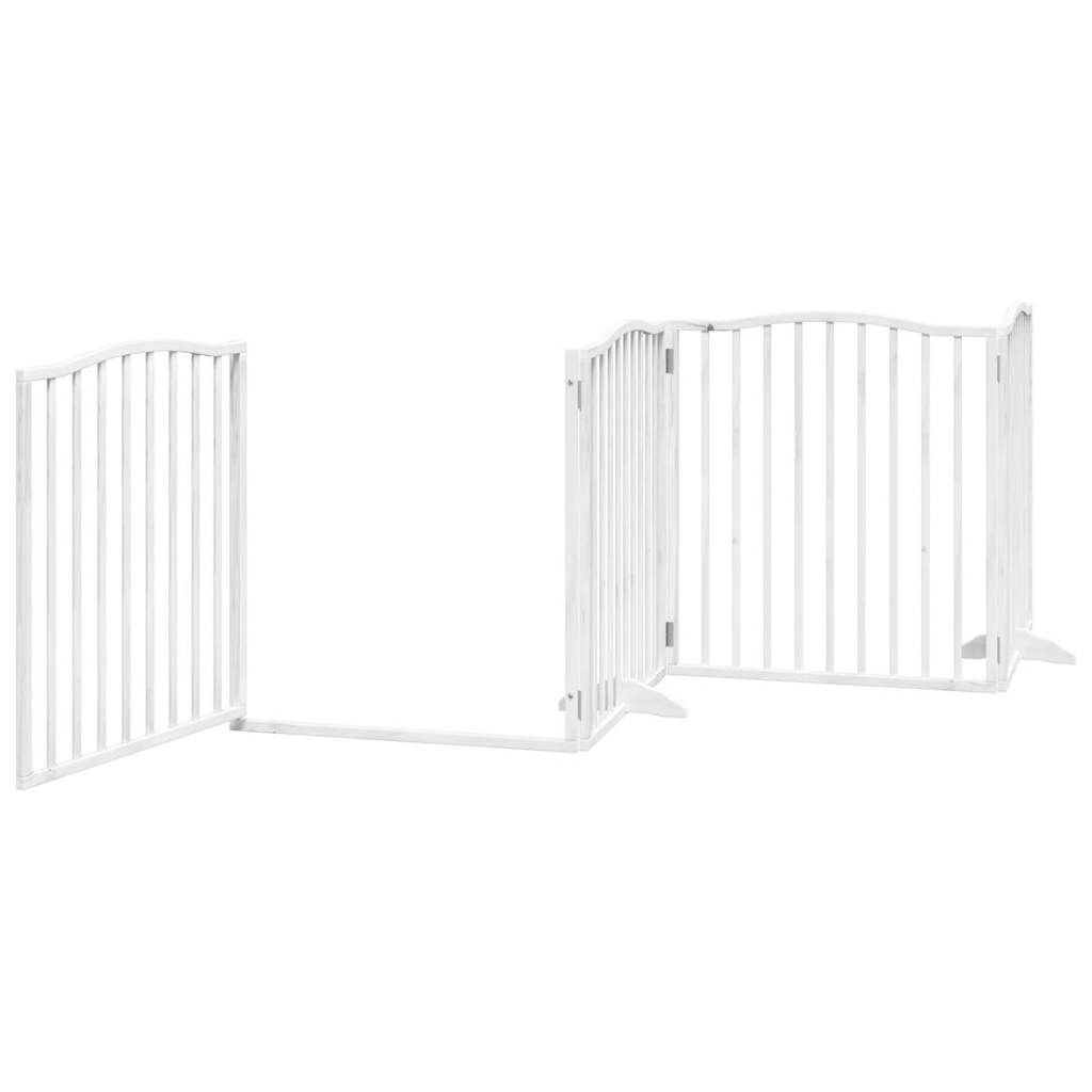 vidaXL Dog Gate with Door Foldable 4 Panels White 320 cm Poplar Wood 4