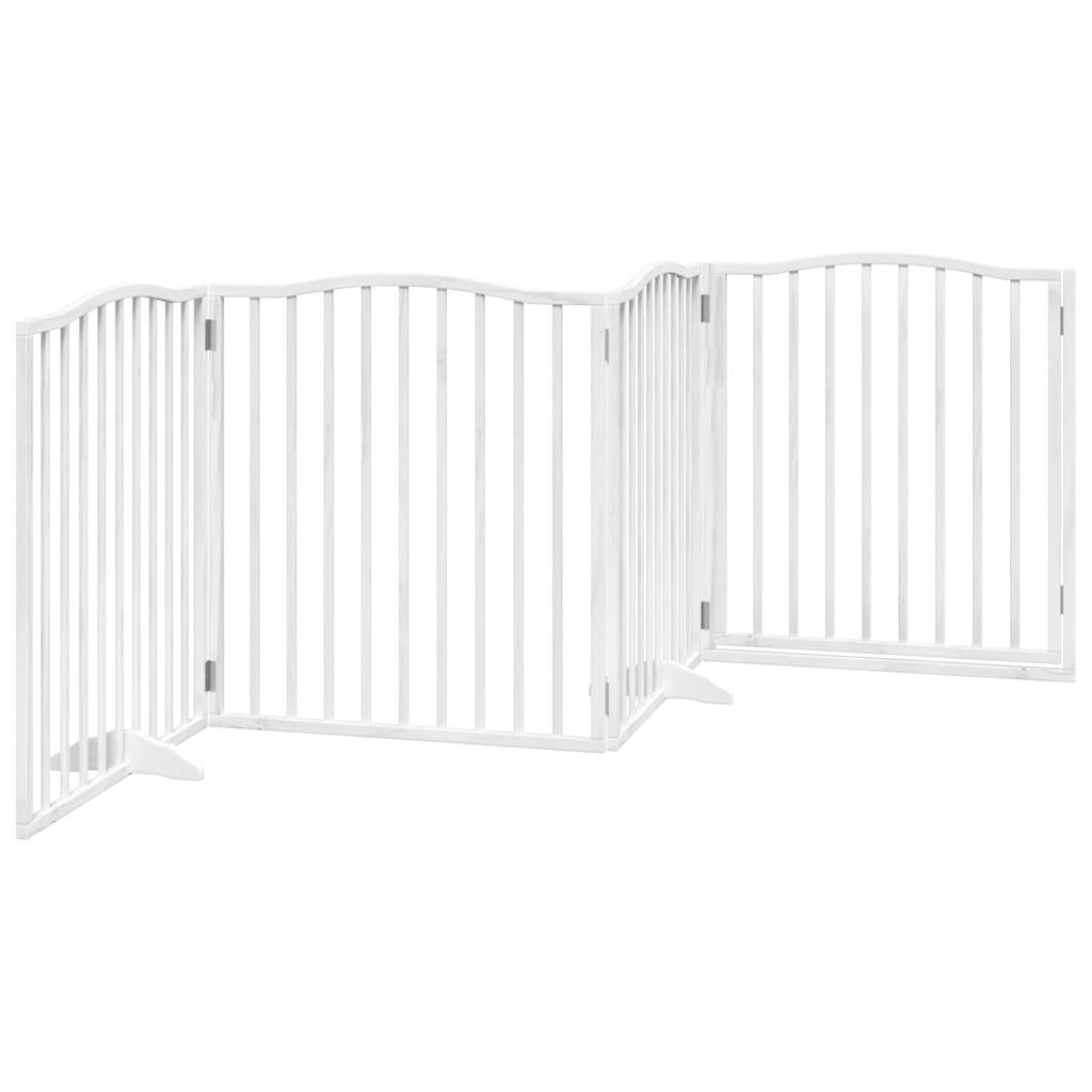 vidaXL Dog Gate with Door Foldable 4 Panels White 320 cm Poplar Wood 6