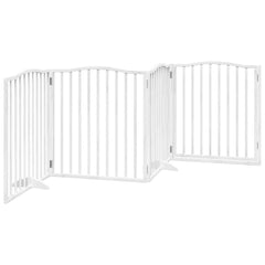vidaXL Dog Gate with Door Foldable 4 Panels White 320 cm Poplar Wood 6