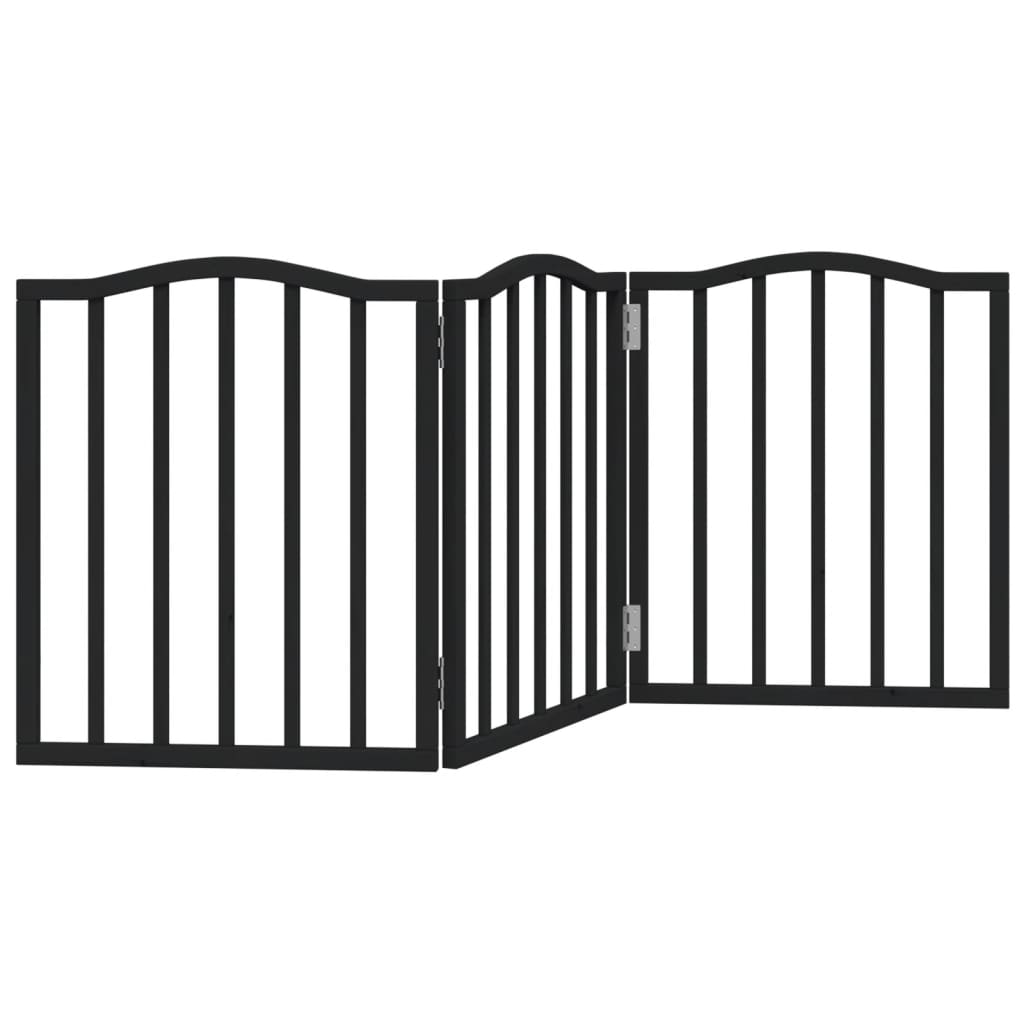 vidaXL Dog Gate Foldable 3 Panels Black 150 cm Poplar Wood 2