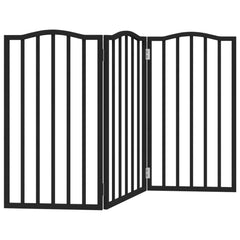 vidaXL Dog Gate Foldable 3 Panels Black 150 cm Poplar Wood 2