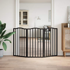 vidaXL Dog Gate Foldable 3 Panels Black 150 cm Poplar Wood 3