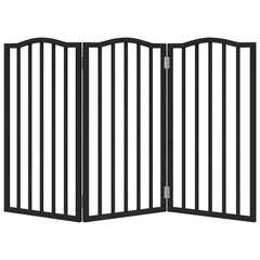 vidaXL Dog Gate Foldable 3 Panels Black 150 cm Poplar Wood 4