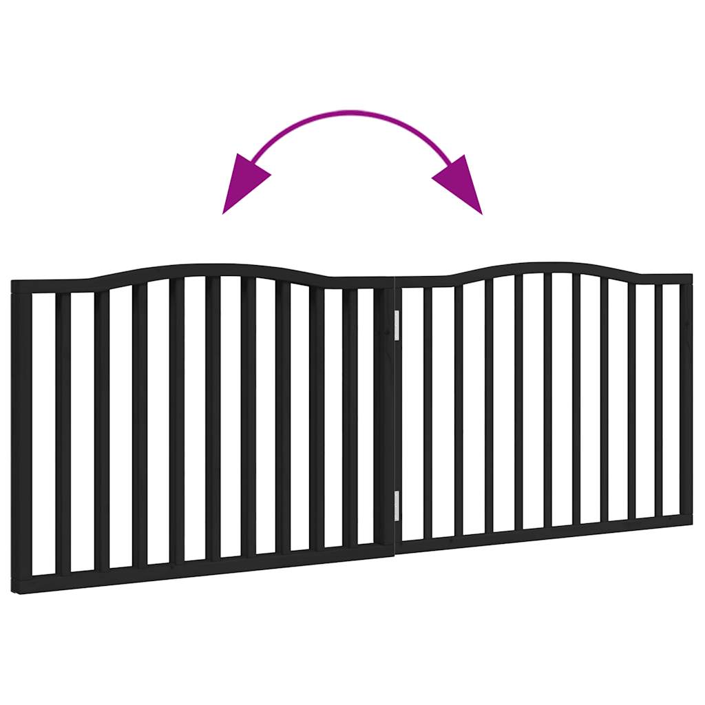 vidaXL Dog Gate Foldable 2 Panels Black 160 cm Poplar Wood 6