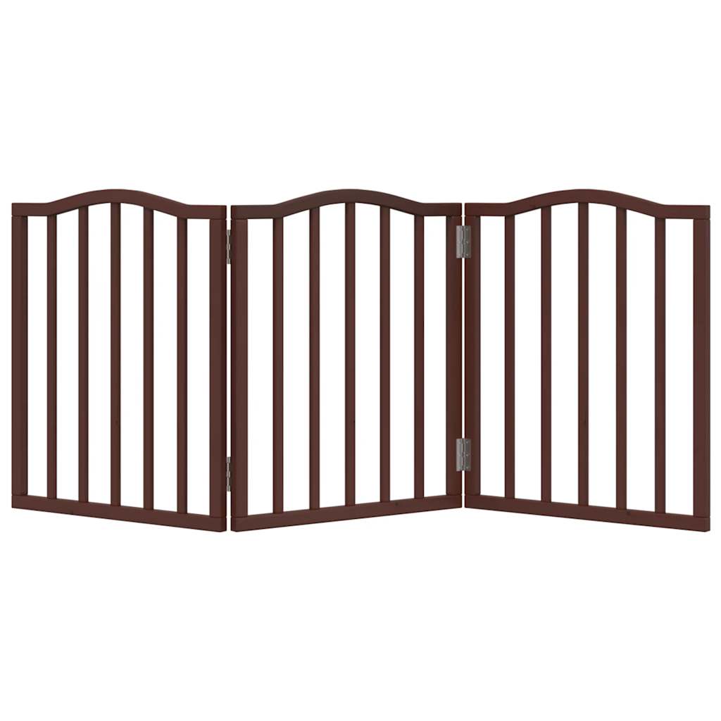 vidaXL Dog Gate Foldable 3 Panels Brown Oak 150 cm Poplar Wood 4