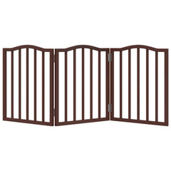 vidaXL Dog Gate Foldable 3 Panels Brown Oak 150 cm Poplar Wood 4
