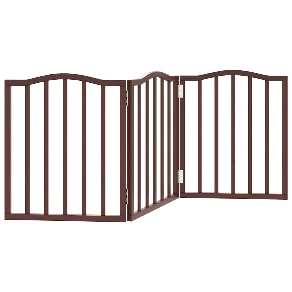 vidaXL Dog Gate Foldable 3 Panels Brown Oak 150 cm Poplar Wood 5