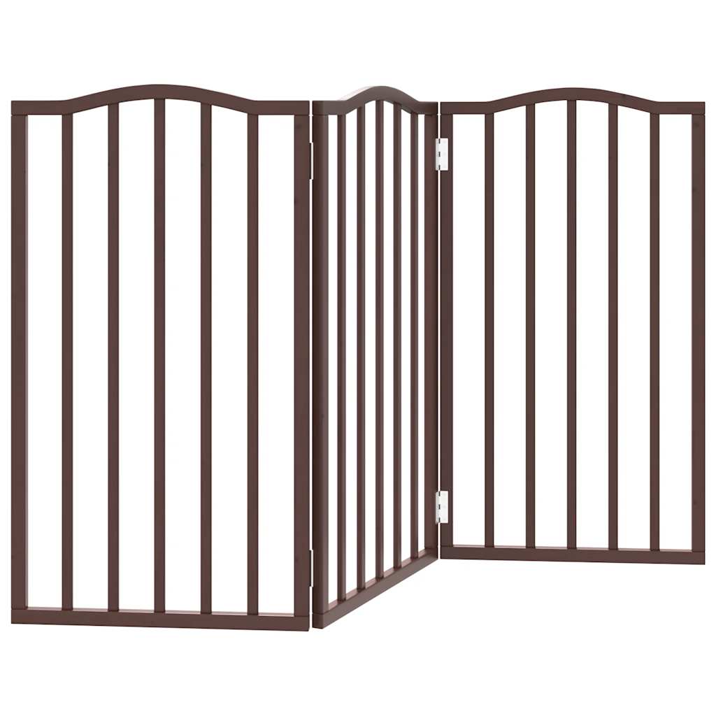 vidaXL Dog Gate Foldable 3 Panels Brown Oak 150 cm Poplar Wood 6