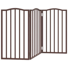 vidaXL Dog Gate Foldable 3 Panels Brown Oak 150 cm Poplar Wood 6