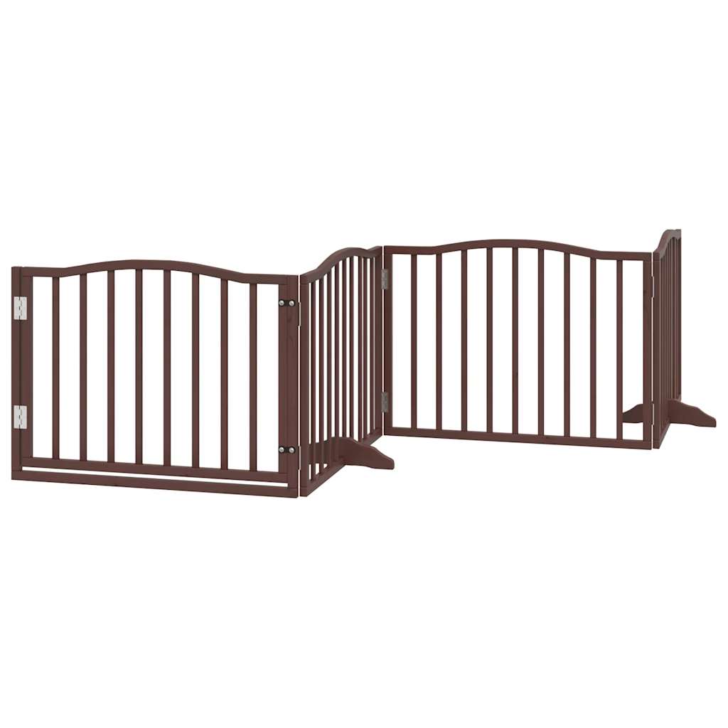 vidaXL Dog Gate with Door Foldable 4 Panels Brown Oak 320 cm Poplar Wood 2