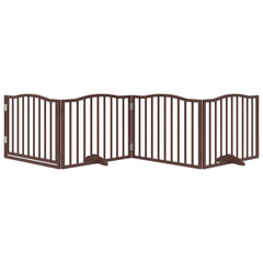 vidaXL Dog Gate with Door Foldable 4 Panels Brown Oak 320 cm Poplar Wood 3