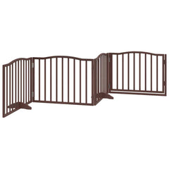 vidaXL Dog Gate with Door Foldable 4 Panels Brown Oak 320 cm Poplar Wood 6
