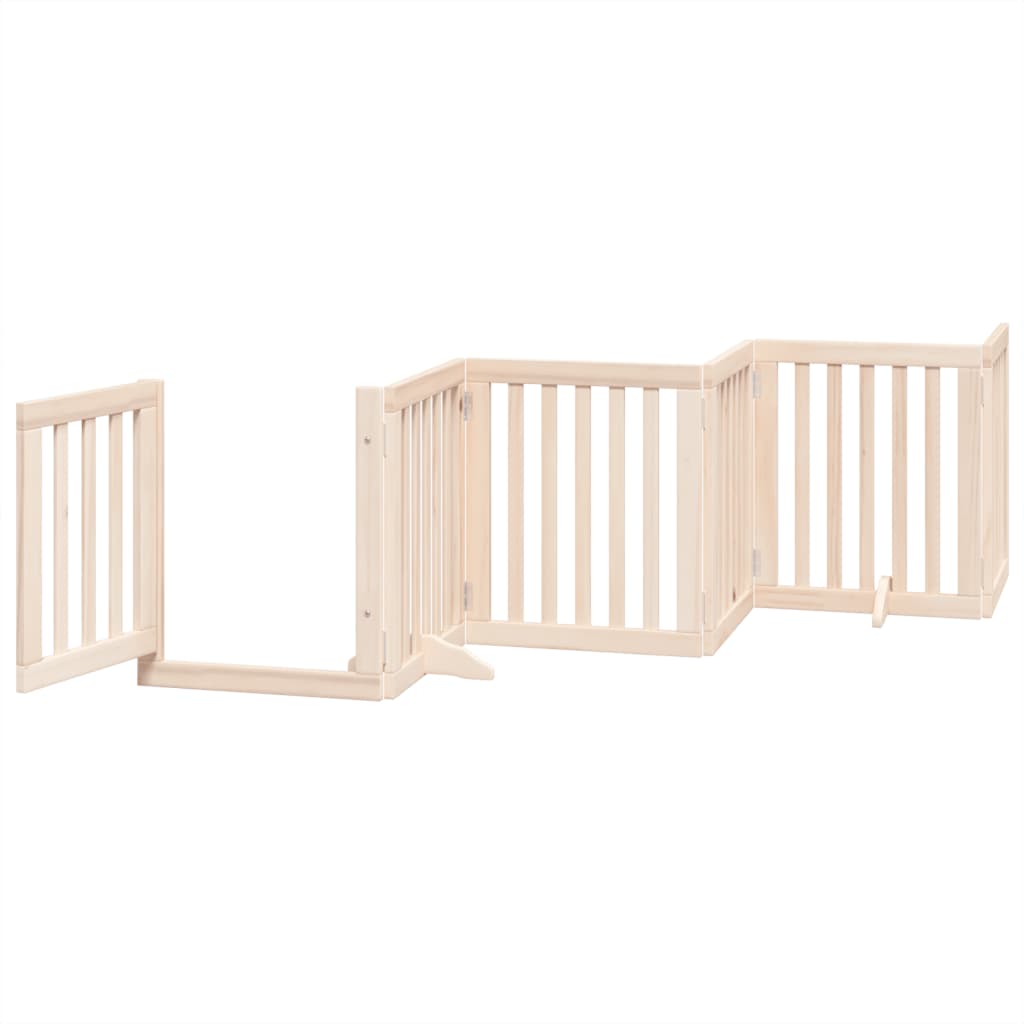 vidaXL Dog Gate with Door Foldable 6 Panels 300 cm Poplar Wood 4