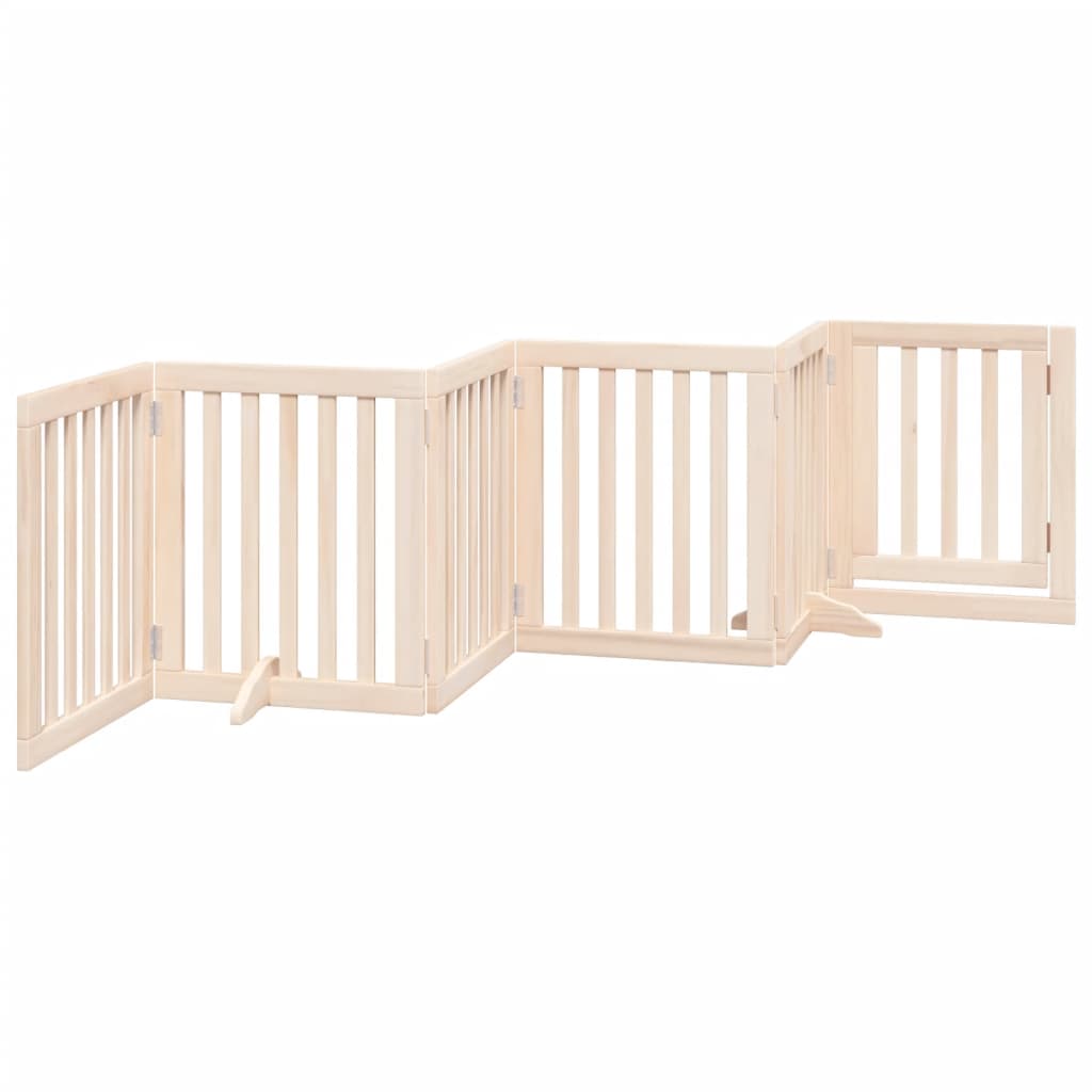 vidaXL Dog Gate with Door Foldable 6 Panels 300 cm Poplar Wood 6
