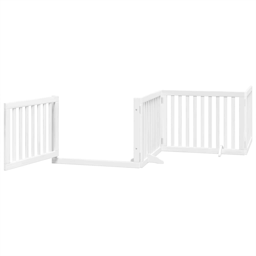 vidaXL Dog Gate with Door Foldable 4 Panels White 320 cm Poplar Wood 4