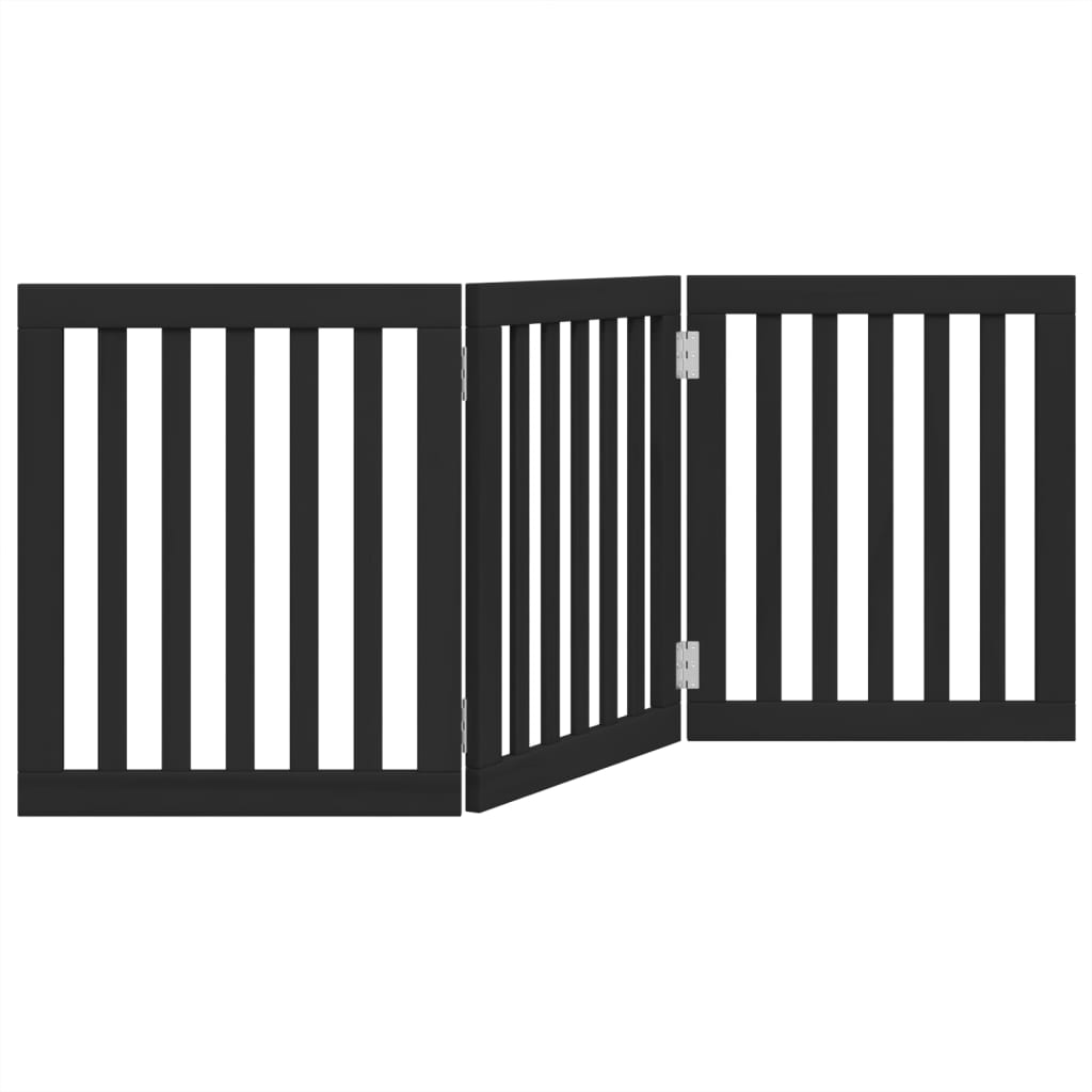vidaXL Dog Gate Foldable 3 Panels Black 150 cm Poplar Wood 2