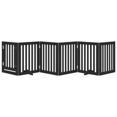 vidaXL Dog Gate with Door Foldable 6 Panels Black 300 cm Poplar Wood 3
