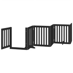 vidaXL Dog Gate with Door Foldable 6 Panels Black 300 cm Poplar Wood 4