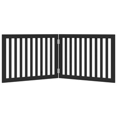 vidaXL Dog Gate Foldable 2 Panels Black 160 cm Poplar Wood 4