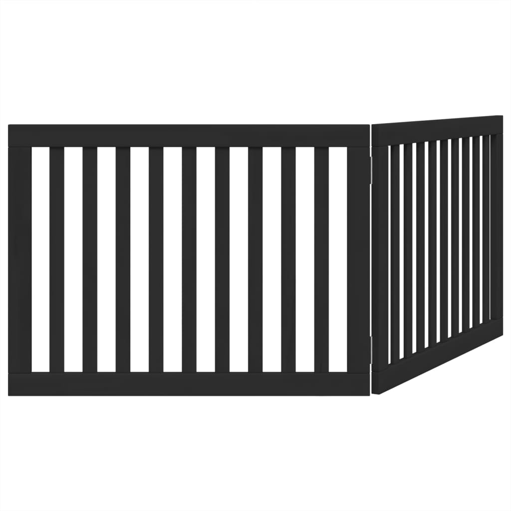 vidaXL Dog Gate Foldable 2 Panels Black 160 cm Poplar Wood 6