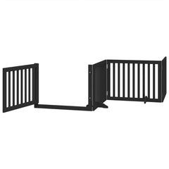 vidaXL Dog Gate with Door Foldable 4 Panels Black 320 cm Poplar Wood 4