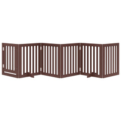 vidaXL Dog Gate with Door Foldable 6 Panels Brown 300 cm Poplar Wood 3